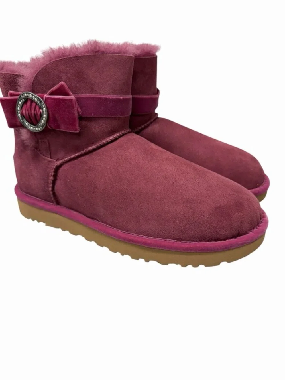 UGG Australia Mini Karlie Brooch Bling Boots Women's Size 11 Bougainvillea NWOT